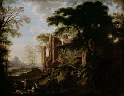 水車のある風景 作： Salvator Rosa